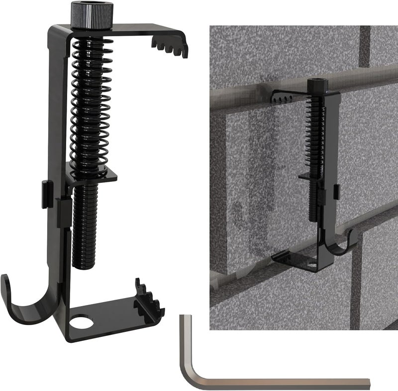 Aufuga Brick Hooks Clamps,Brick Wall Clips Brick Hangers, Stainless Steel Heavy Duty Brick Clips for Wall Hanging Adjustable No Drill Outdoor Indoor (4) - Image 1